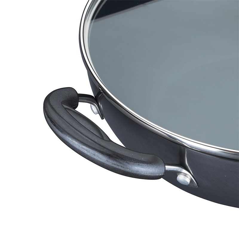 Ebony Induction base Deep Kadhai With Glass Lid 26 cm