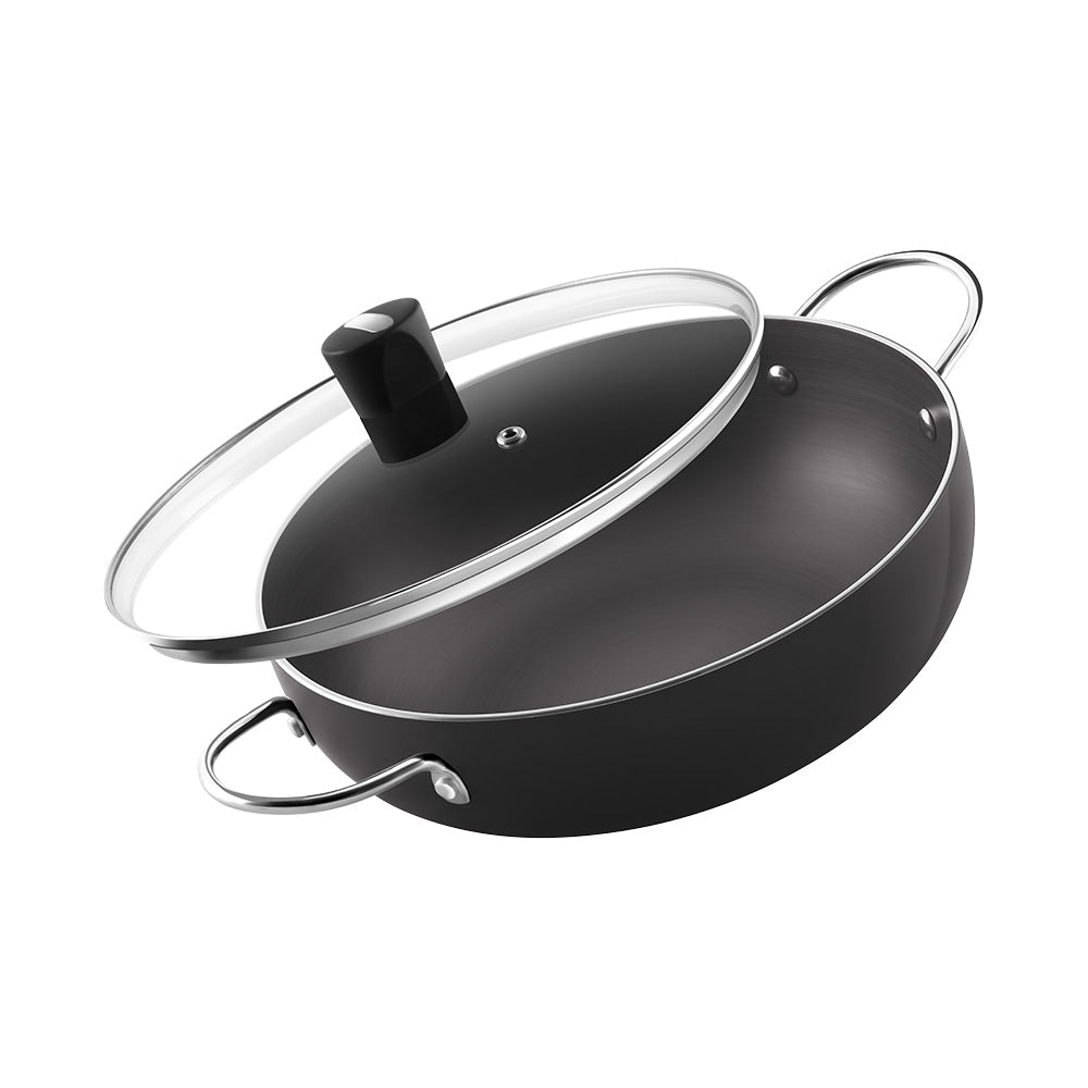 Ebony Induction base Kadhai With Glass Lid 3.5L