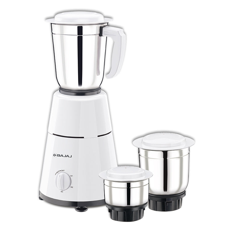 Bajaj GX 1 Mixer Grinder 500 W, 3 Jar (White)