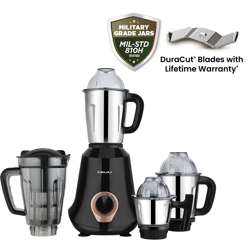 Bajaj Military Series Glamore 4 Jar 1000W Jet Black Mixer Grinder