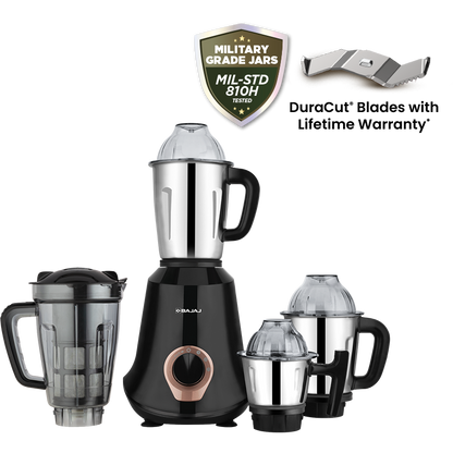 Bajaj Military Series Glamore 4 Jar 1000W Jet Black Mixer Grinder