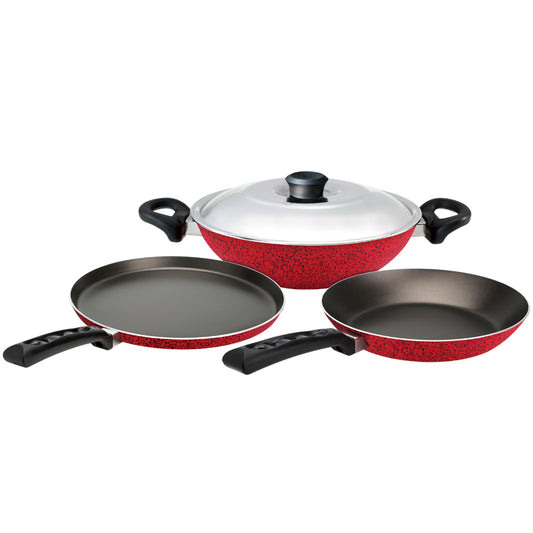 NIRLEP ASPA NON STICK 4 PCS GIFT SET SAGS 10 (FLAT GRIDDLE TAWA SAFG 28 + KADHAI SAKR 24 + FRY PAN SAFW 24 + LID)