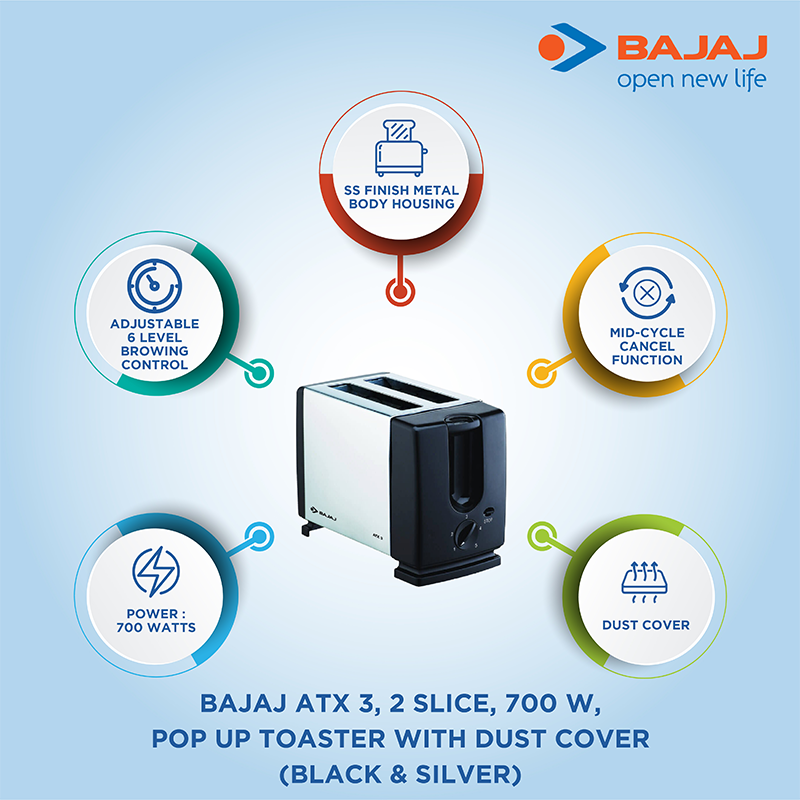 Bajaj Majesty ATX 3 Auto Pop up Toaster