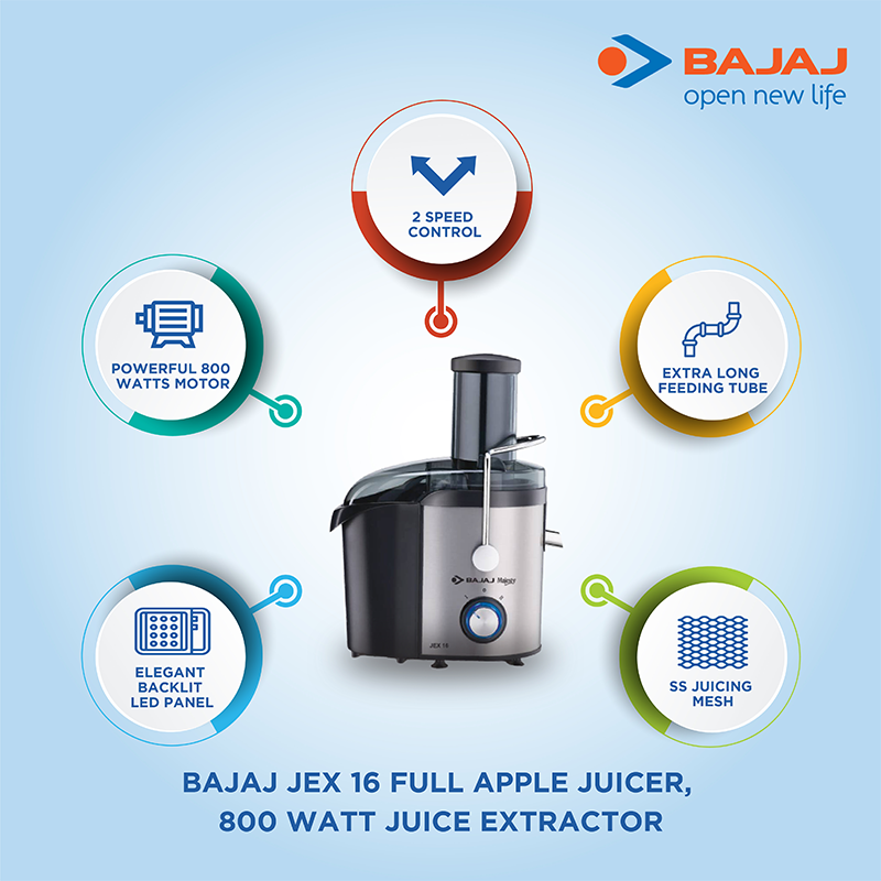 Bajaj Majesty JEX 16 Full Apple Juicer, Juicer, Breakfast and Snacks