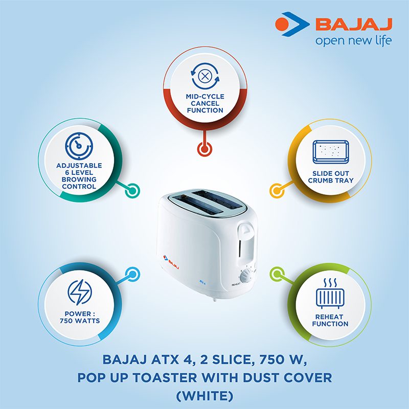 Bajaj Majesty ATX 4 Auto Pop up Toaster